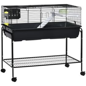 PawHut Two-Story Small Animal Cage Removable from Stand, Guinea Pig Cage, Hedgehog Cage, Chinchilla Cage, Ferret, with Shelf & Wheels, Pet Habita